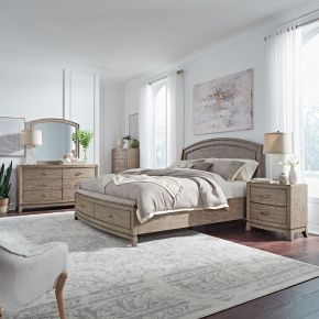 Liberty Furniture 805-BR-KPBSDMCN Liberty Furniture 805-BR-KPBSDMCN Avalon - 5 Piece Bedroom Set (King Panel Storage Bed, Dresser & Mirror, Chest, Nightstand) - Burnished Beige
