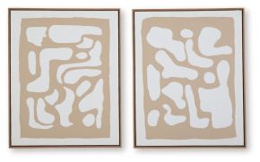 Signature Design by Ashley® A8000503 Waldett - Wall Art Set (Set of 2) - Beige / White