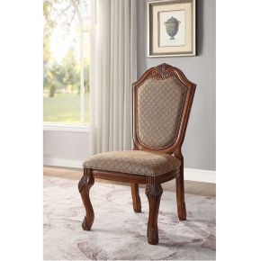 ACME 04077A Chateau De Ville - Side Chair (Set of 2) - Fabric & Cherry