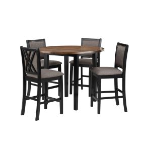 New Classic D4832B-42S-CTR Potomac - 5 Piece Round Counter Dining Set (Table & 4 Chairs) - Brown / Black