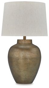 Signature Design by Ashley® L207494 Madney - Metal Table Lamp - Antique Gold Finish