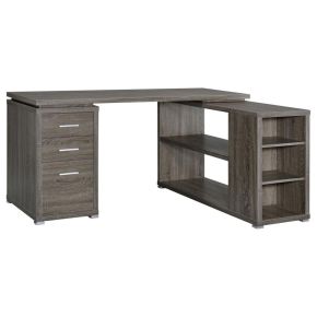 CoasterEveryday 800518 Yvette - 3-Drawer L-Shape Computer Desk - Weathered Gray