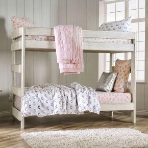 Furniture of America AM-BK100WH-BED-SLAT Arlette - Bunk Bed With 2 Slat Kits - White