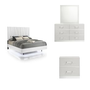 New Classic 00-1840-34N New Classic 00-1840-34N Europa - 5/0 Queen 4 Piece Bedroom Set (Bed, Dresser, Mirror, Nightstand) - White