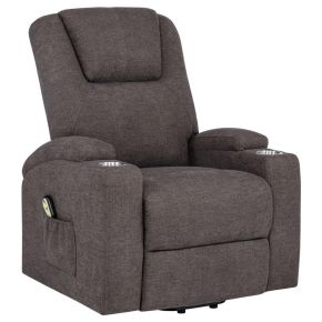 Coaster Fine Furniture 610463P Louie - Chenille Upholstered Power Lift Massage Chair - Brown