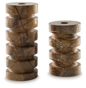 Signature Design by Ashley® A2000735 Emsleyfield - Candle Holder Set (Set of 2) - Tan