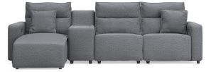 Ashley Furniture 65906S27 Ashley Furniture 65906S27 Modmax II - 4-Piece Power Reclining Sectional With LAF Press Back Power Chaise And Console - SaltAnd Pepper