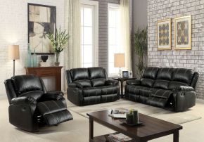 ACME 52285 Zuriel - 81" Motion Sofa - Black Synthetic Leather