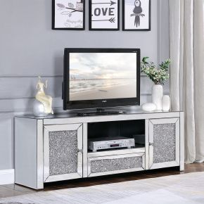 ACME 91450 Noralie - TV Stand - Mirrored & Faux Diamonds