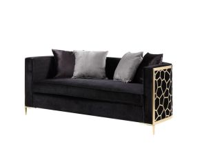 ACME 55666 Fergal - Loveseat - Black Velvet & Gold Finish