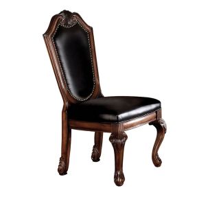 ACME 10038A ACME 10038A Chateau De Ville - Side Chair (Set of 2) - Black Synthetic Leather & Cherry