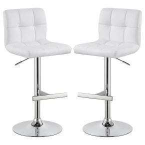 CoasterEveryday 120356 Lenny - Upholstered Adjustable Bar Stool (Set of 2) - White