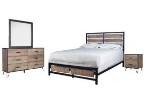 New Classic 00-5533-14N Elk River - 6/6 Eastern King 4 Piece Bedroom Set (Bed & Dresser & Mirror & Nightstand) - Light Brown
