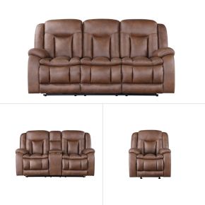 New Classic 20-2505B-3NP Morello - Manual 3 Piece Sofa & Loveseat & Recliner - Brown