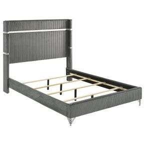 Coaster Fine Furniture 224991KE Lucia - Upholstered Eastern King Panel Bed - Gray