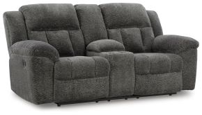 Signature Design by Ashley® 3740694 Frohn - Dbl Reclining Loveseat with Console - Graphite