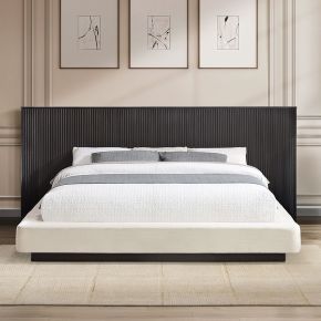 ACME BD04241EK Clayten - Eastern King Bed - Beige Linen & Espresso