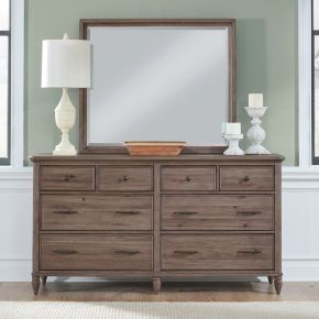 Liberty Furniture 866-BR-DM Hickory Grove - Dresser & Mirror - Heirloom Brown