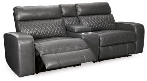 Ashley Furniture 55203S3 Ashley Furniture 55203S3 Samperstone - Power Reclining Loveseat With Console 3 Pc Sectional - Gray