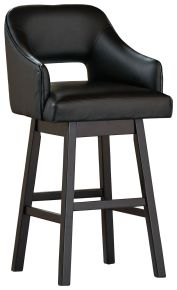 Signature Design by Ashley® D380-930 Tallenger - Black / Dark Brown - Tall Uph Swivel Barstool(Set of 2)