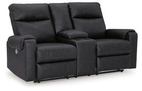 Signature Design by Ashley® 3410596 Axtellton - Carbon - Dbl Power Reclining Loveseat With Console