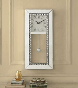 ACME AC00418 Lotus - Wall Clock - Mirrored & Faux Crystal Diamonds