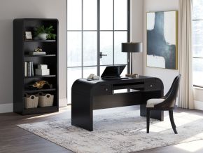 Signature Design by Ashley® H821/44/01/17 Rowanbeck - Black - 3 Pc. - Home Office Desk, Chair, Bookcase