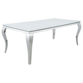CoasterElevations 115081 Carone - Rectangular Glass Top Dining Table - White And Chrome - Metal And Glass