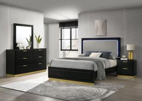 Coaster Fine Furniture 224781KE-S4 Caraway - 4 Piece Eastern King Bedroom Set - Black