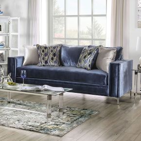 Furniture of America SM2687-SF Jodie - Sofa - Satin Blue / Silver