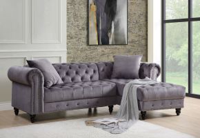 ACME 57325 Adnelis - Sectional Sofa - Gray Velvet