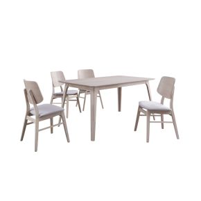 New Classic 40-1651W-D4CT New Classic 40-1651W-D4CT Oscar - Rectangle Table & 4 Chairs - White Ash