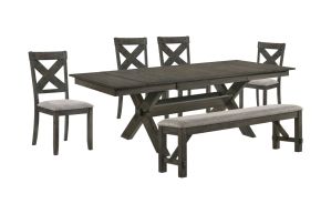 New Classic 40-1902-D4CB New Classic 40-1902-D4CB Gulliver - Dining Table & 4 Chairs & Bench - Brown