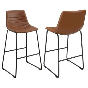 CoasterEveryday 107219 Zuni - Faux Leather Upholstered Bar Chair (Set of 2) - Saddle