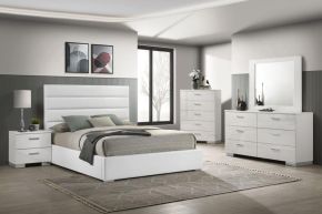 Coaster Fine Furniture 203511KE-S5 Felicity - 5 Piece Eastern King Bedroom Set - White High Gloss