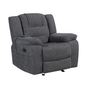 New Classic U2540-15-GRY Redondo - Glider Recliner With Heat And Massage - Dark Gray
