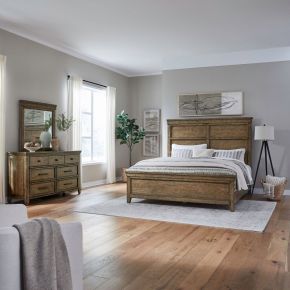 Liberty Furniture 930-BR-KPBDM Carolina Park - 3 Piece Bedroom Set (King Panel Bed, Dresser & Mirror) - Brown