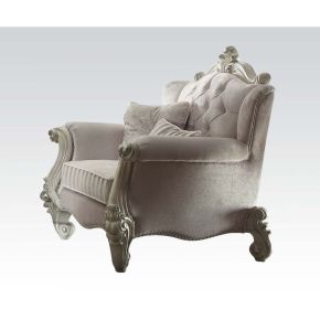 ACME 52107 Versailles - 46" Chair With 2 Pillows - Ivory Fabric & Bone White