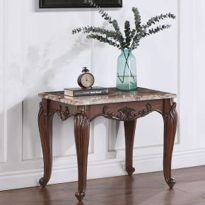 ACME LV02005 Nayla - End Table - Natural Marble Top & Cherry