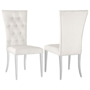 CoasterElevations 111102 Kerwin - Velvet Upholstered Dining Side Chair (Set of 2) - White