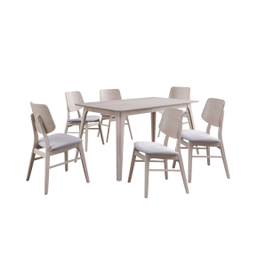 New Classic 40-1651W-D6CT Oscar - Rectangle Table & 6 Chairs - White Ash