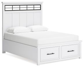 Benchcraft® B844B2 Ashbryn - Queen Panel Storage Bed - White / Natural