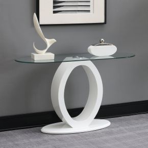 ACME LV03187 ACME LV03187 Larry - Sofa Table - Glass Top, White High Gloss Finish