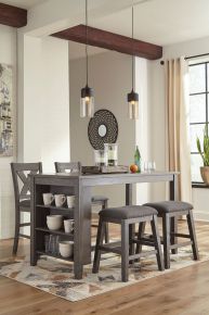 Signature Design by Ashley® D388/13/024(2)/124(2) Caitbrook - Gray - 5 Pc. - Counter Table, 2 Stools, 2 Barstools