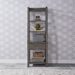 Liberty Furniture 406-HO201 Modern Farmhouse - Leaning Bookcase - Dusty Charcoal
