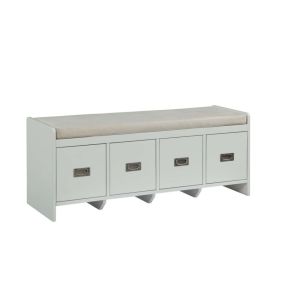ACME 96775 Berci - Bench With Storage - Beige Fabric & White