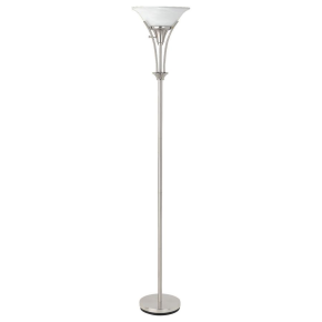 CoasterEveryday 901193 Archie - Frosted Torchiere Floor Lamp - Brushed Steel