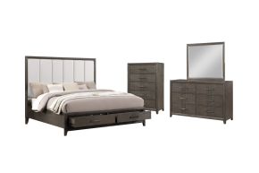 New Classic 00-6001-14C Landon - 6/6 Eastern King 4 Piece Bedroom Set (Bed & Dresser & Mirror & Chest) - Walnut