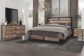 New Classic 00-5533-15N Elk River - 6/6 Eastern King 5 Piece Bedroom Set (Bed & Dresser & Mirror & 2 Nightstands) - Light Brown