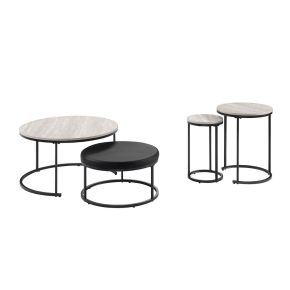 New Classic T4161-4P Forma - 4 Piece Occasional Set (1 Coffee, 1 Large End Table & 1 Stool, 1 Small End Table) - Black / White / Gray